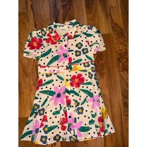 Finding Foxtale Shirt Dress Kids 6 Cream New Floral Polka Dot Button Front Puff